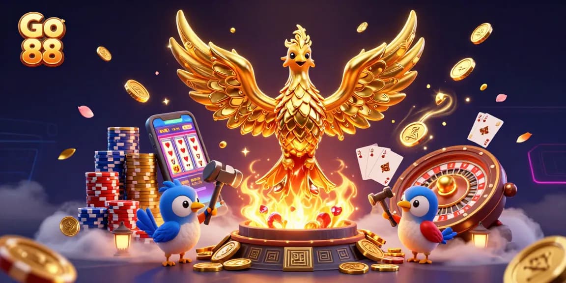 Win big with Go 88 in this detailed casino-themed 3D illustration showcasing excitement!