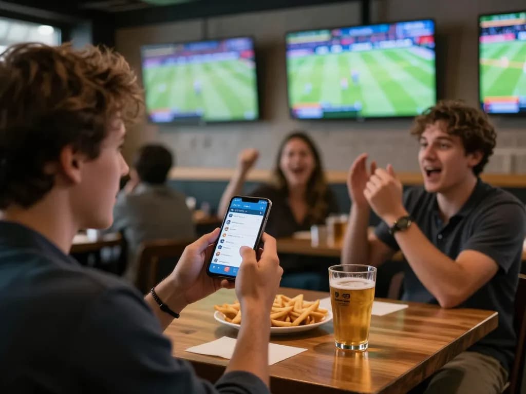 Bong99 user engaging in sports betting via smartphone while enjoying favorite games at home.