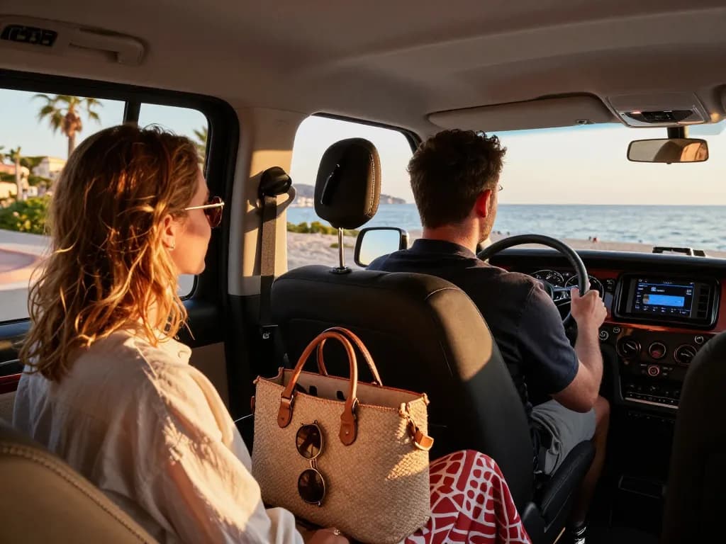 Trajet en taxi de luxe confortable à Saint-Tropez, montrant une expérience de voyage haut de gamme pour les utilisateurs de taxi Saint-Tropez.