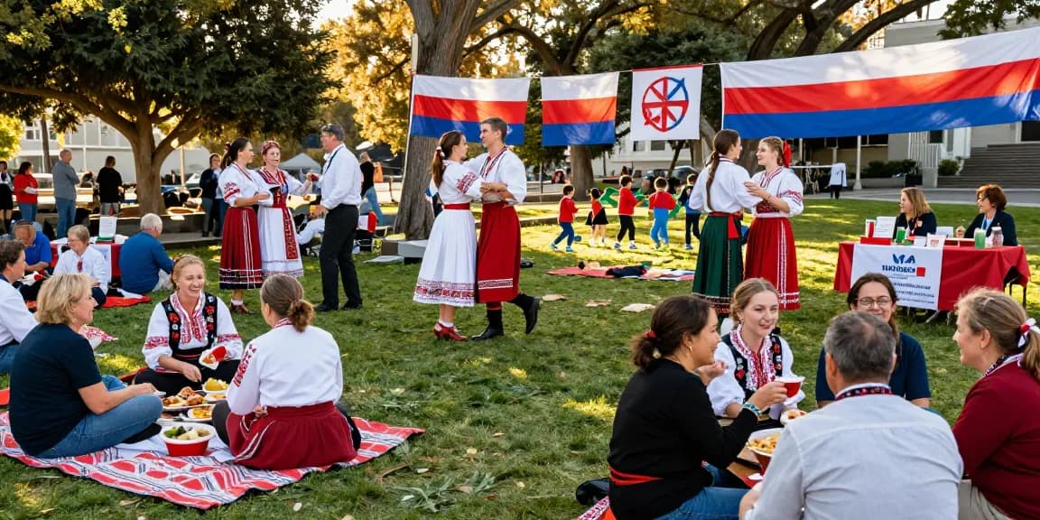 Community gathering of Polish nationals in San Francisco, celebrating heritage through NAGA2000 activities.