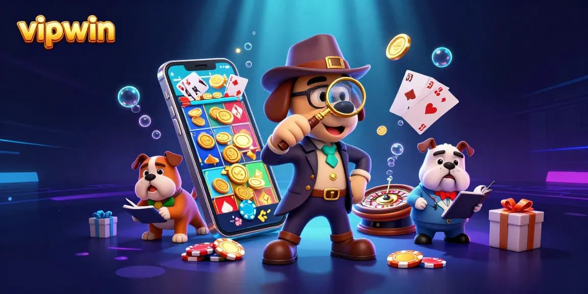 Experience winning strategies at vipwin with a captivating detective-themed casino illustration.
