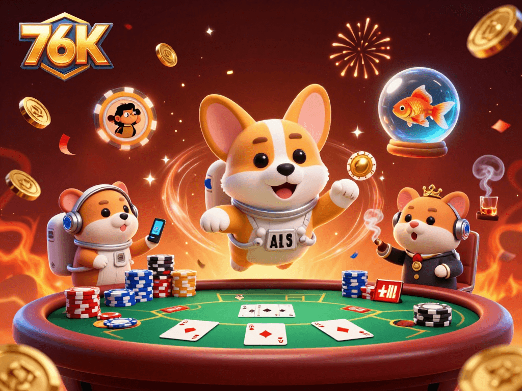 Jogue em 76K no cassino espacial com astronauta corgi e hamster em missão