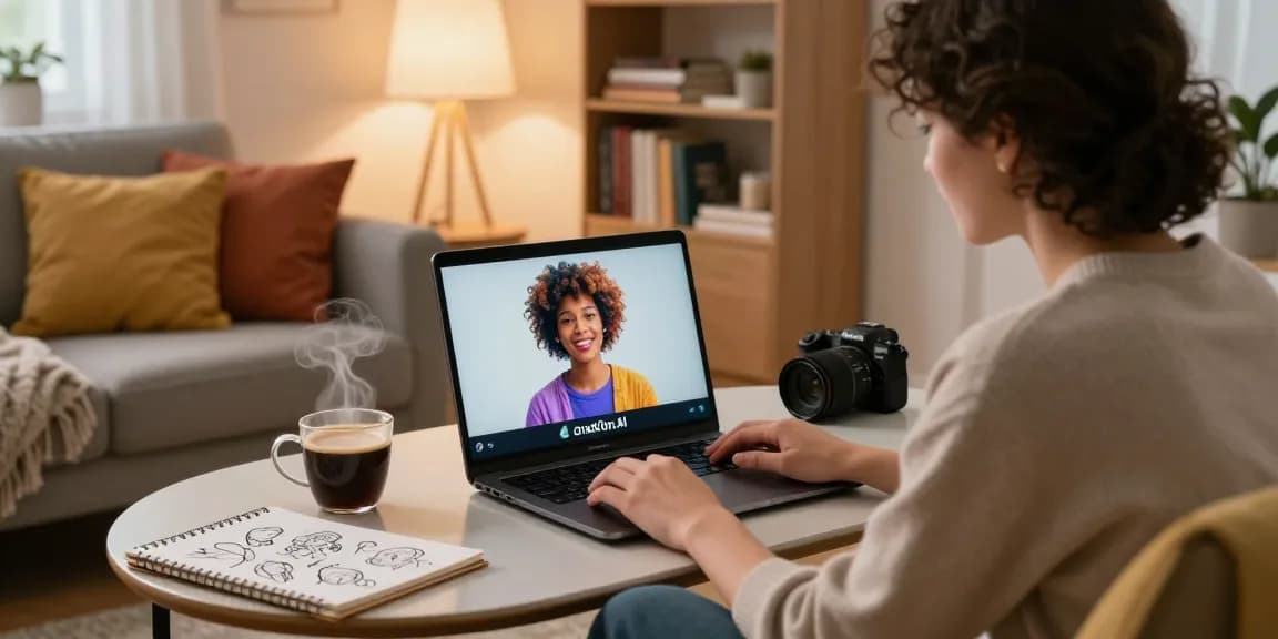Engaging digital roleplay scene with character ai nsfw on CrushOn.AI, showcasing user interaction with AI companion in cozy living room.