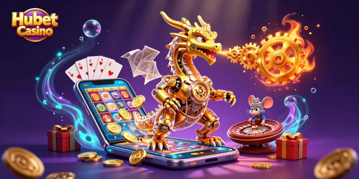 Experience the thrilling spins of slots at Hubet Casino with a stunning dragon motif.