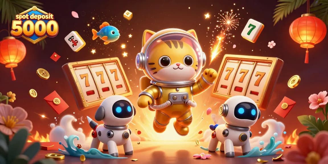 Engage and win with slot deposit 5000, featuring vibrant 3D characters and casino elements.