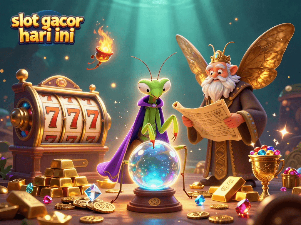 Experience the excitement of slot gacor hari ini with mystical characters and vibrant casino elements.