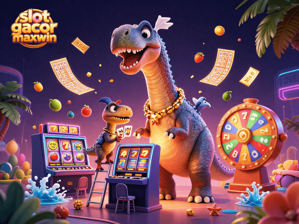 Gambarkan slot gacor maxwin dalam ilustrasi 3D yang penuh warna dan detail menarik dari kasino.