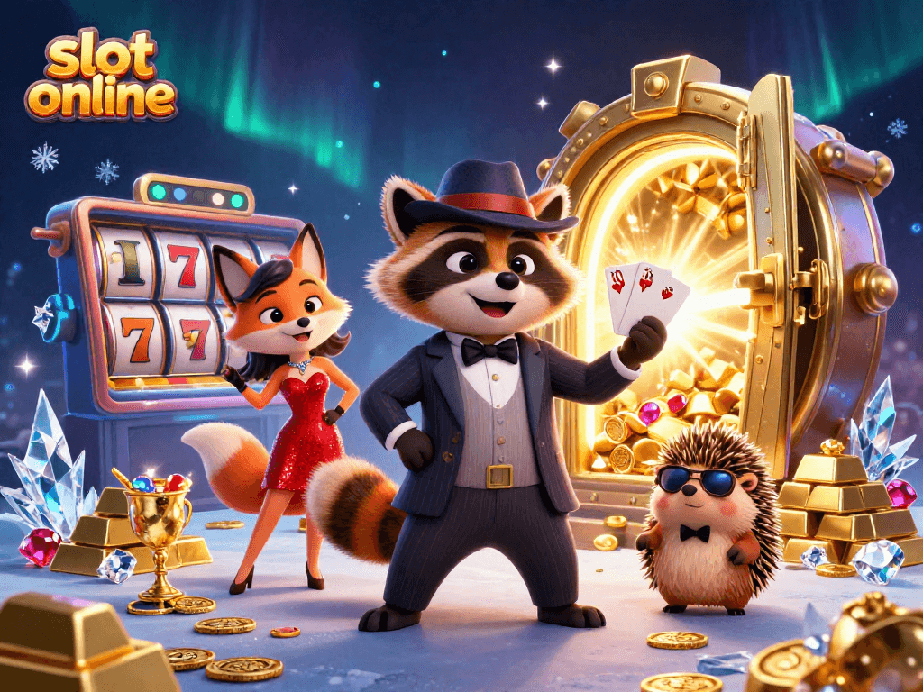 Menangkan jackpot di slot online dengan karakter menyerupai gangster dalam suasana kasino yang mewah.