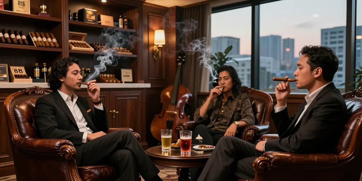 Indulgent scene featuring friends enjoying rokok 88 in a sophisticated lounge.