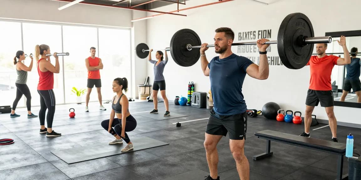 Official Prime Pharma Steroid Shop - Energetic fitness scene with diverse individuals in a gym focusing on health and strength training.