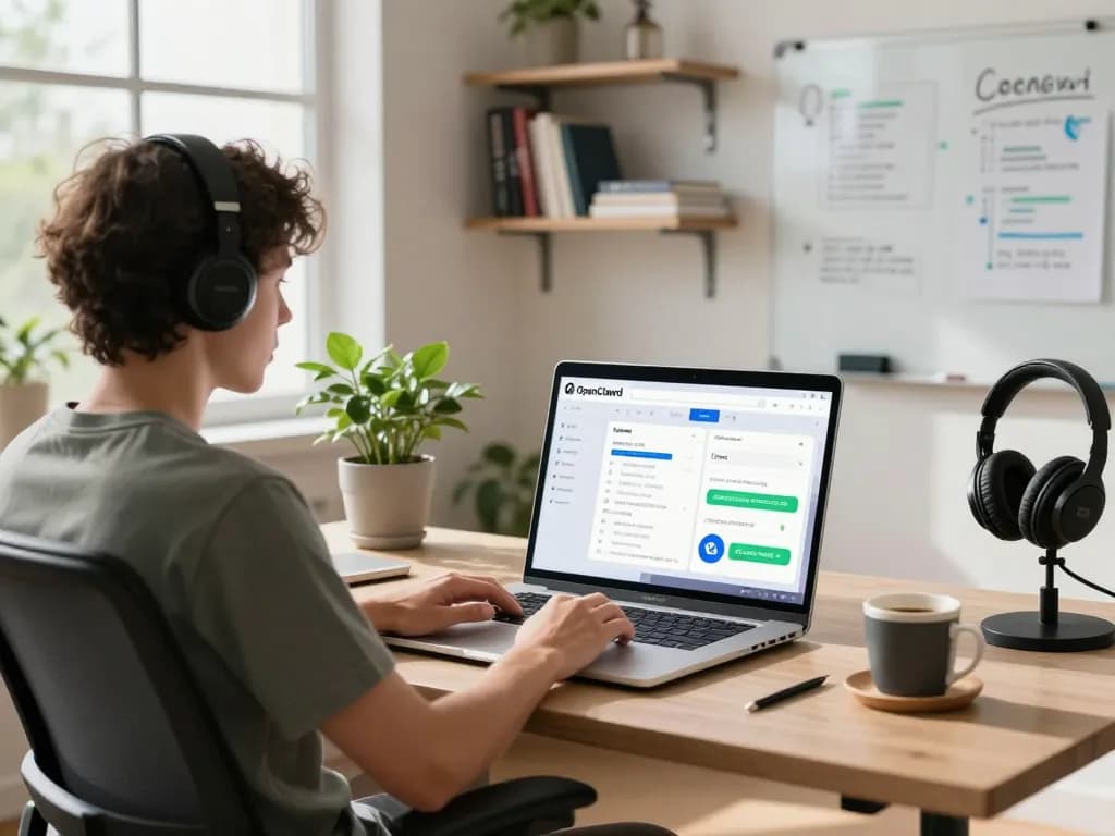 OpenClawd AI agent showcased in a modern home office, highlighting productivity and technology integration.