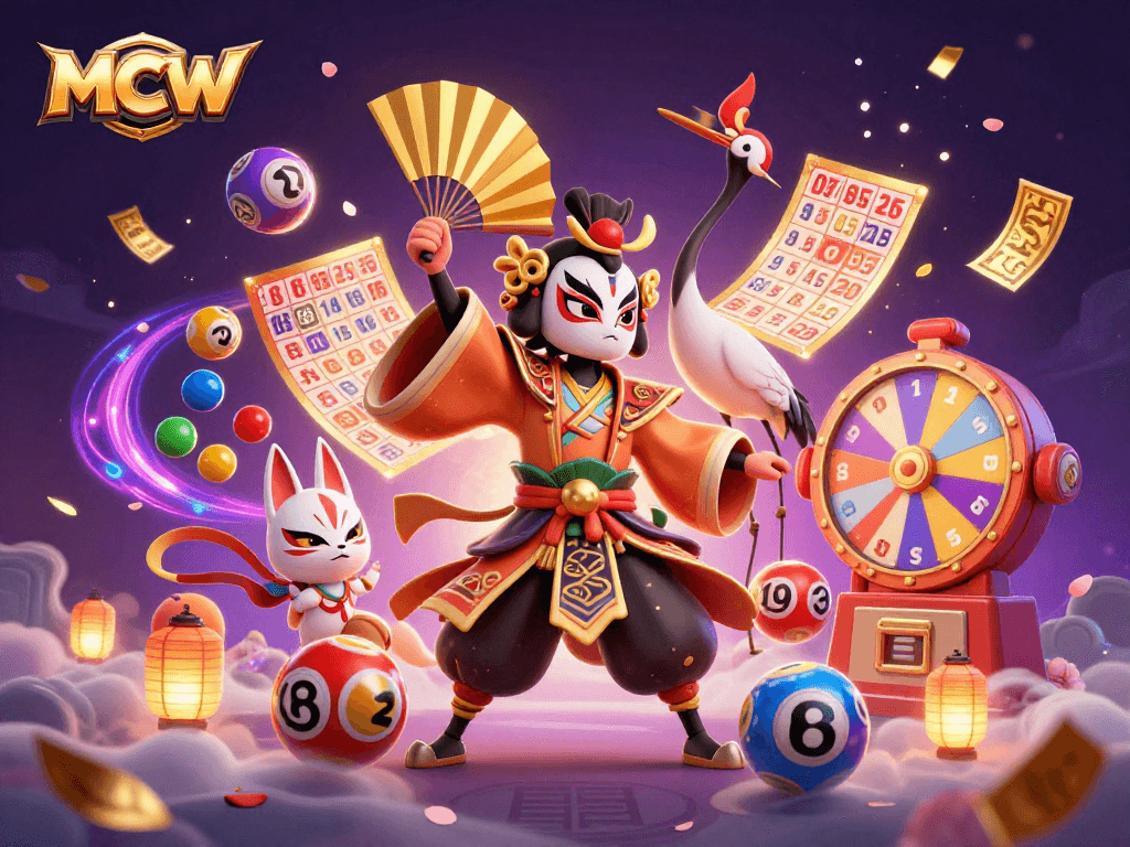 Experience thrilling wins at MCW with vibrant lottery elements and captivating characters.
