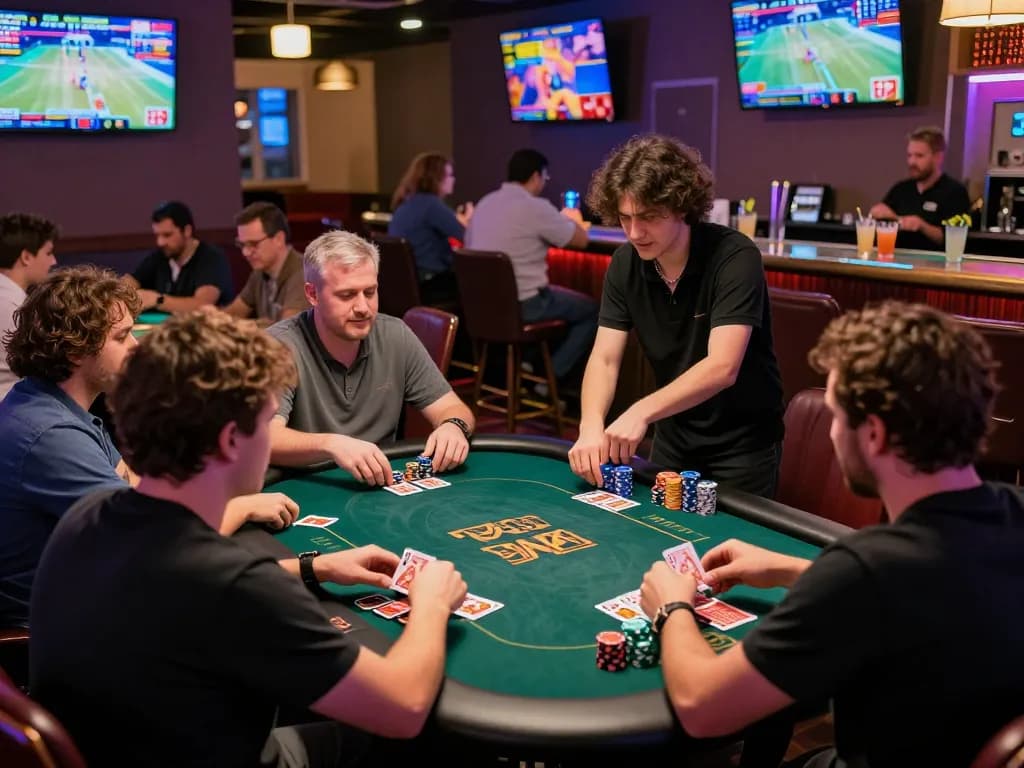 Exciting 789club gaming scene with players engaged around colorful tables in a lively casino atmosphere.