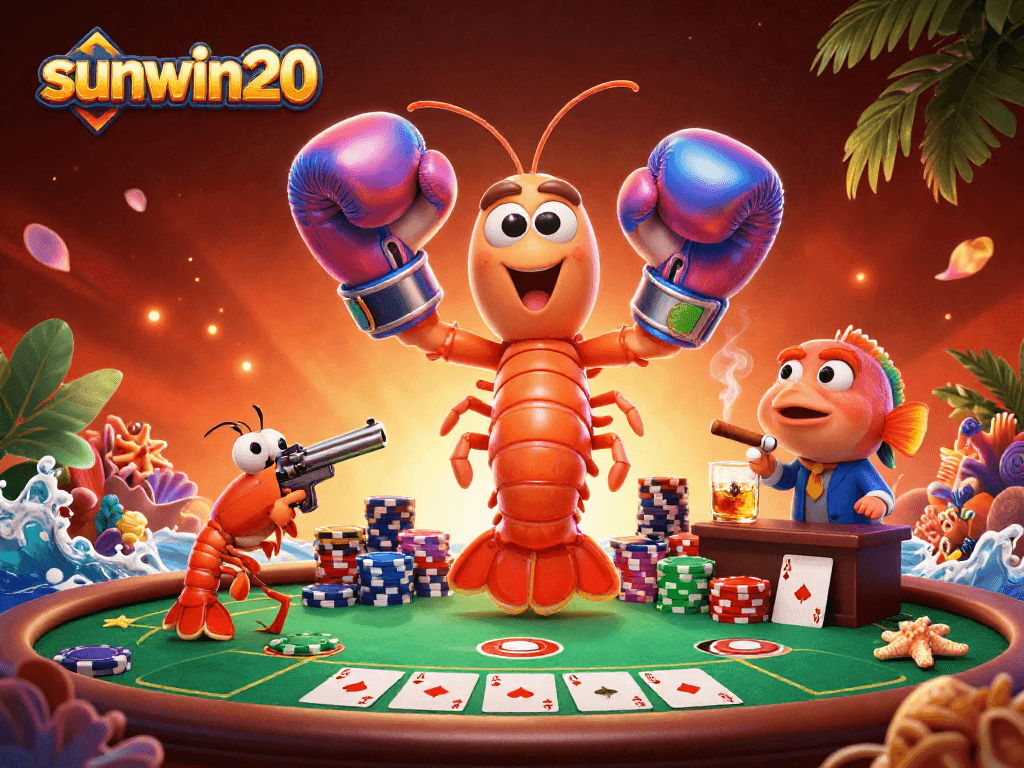 Join the excitement of sunwin20 at a lively poker tournament with 3D cartoon characters.