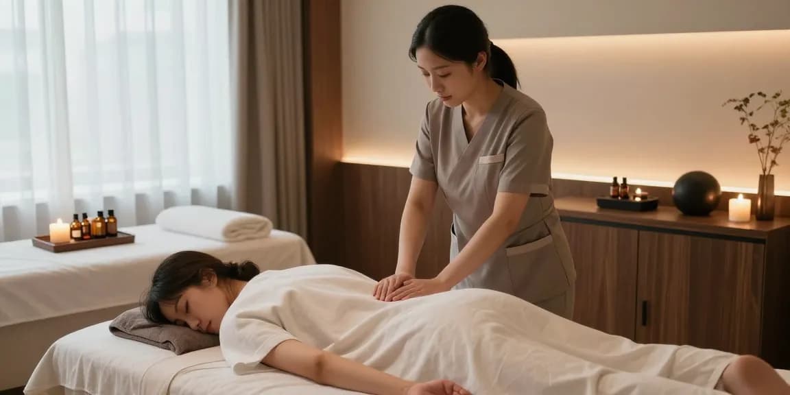 Relaxing 대구마사지 session in a tranquil spa environment with soothing decor.