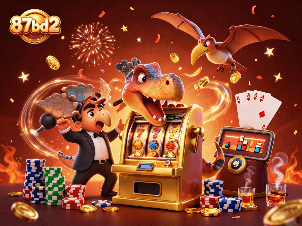 Experience the thrill of 87bd2 as a vibrant pachycephalosaurus wins slots, catching golden coins.