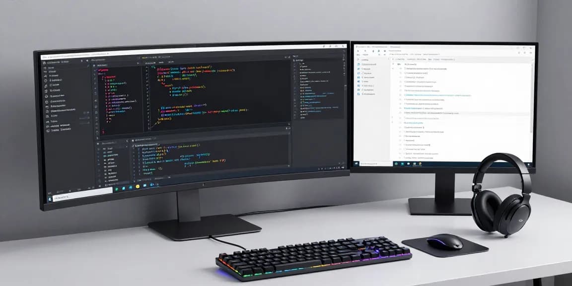 Advanced software development workspace showcasing nhà cái THABET's tech capabilities in cloud computing and AI technology.