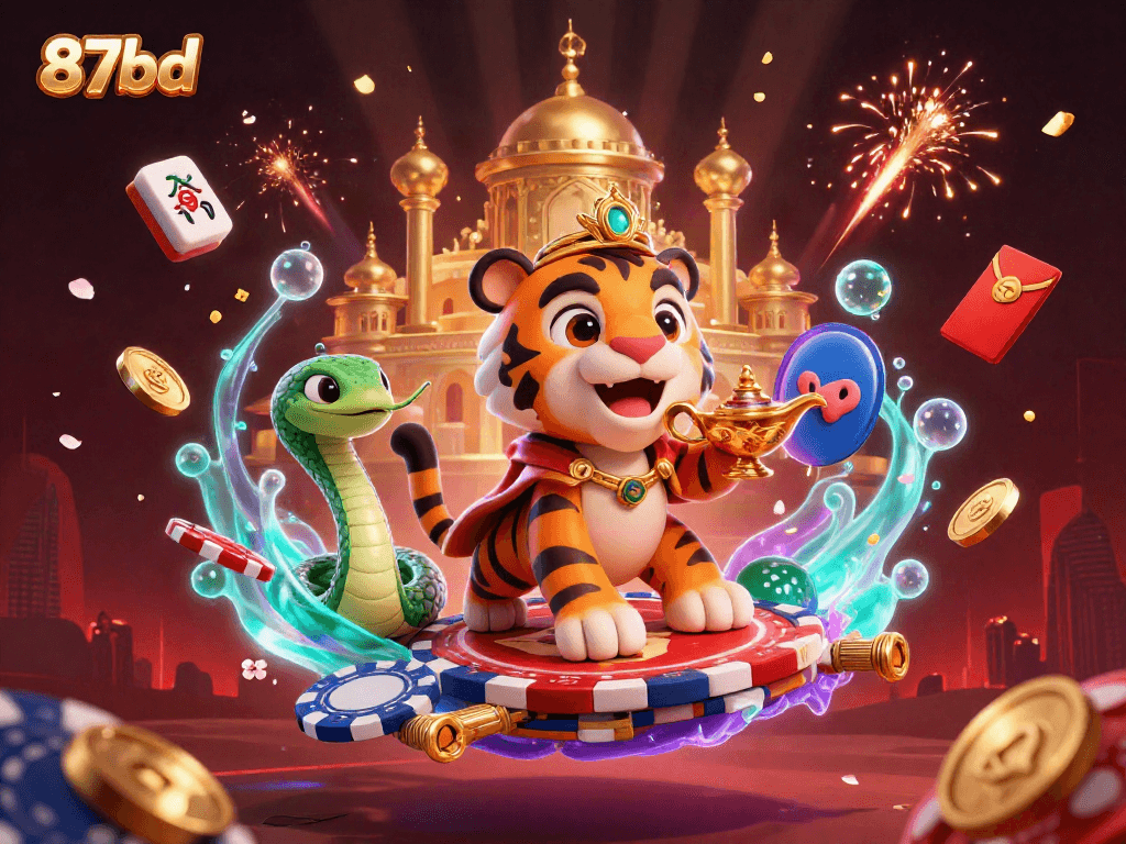 Experience thrilling adventures with 87bd's vibrant casino art featuring a sultan and magical elements.