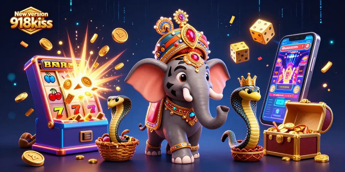 Spin and win with the New version 918kiss, featuring vibrant slot machines and dynamic casino elements.