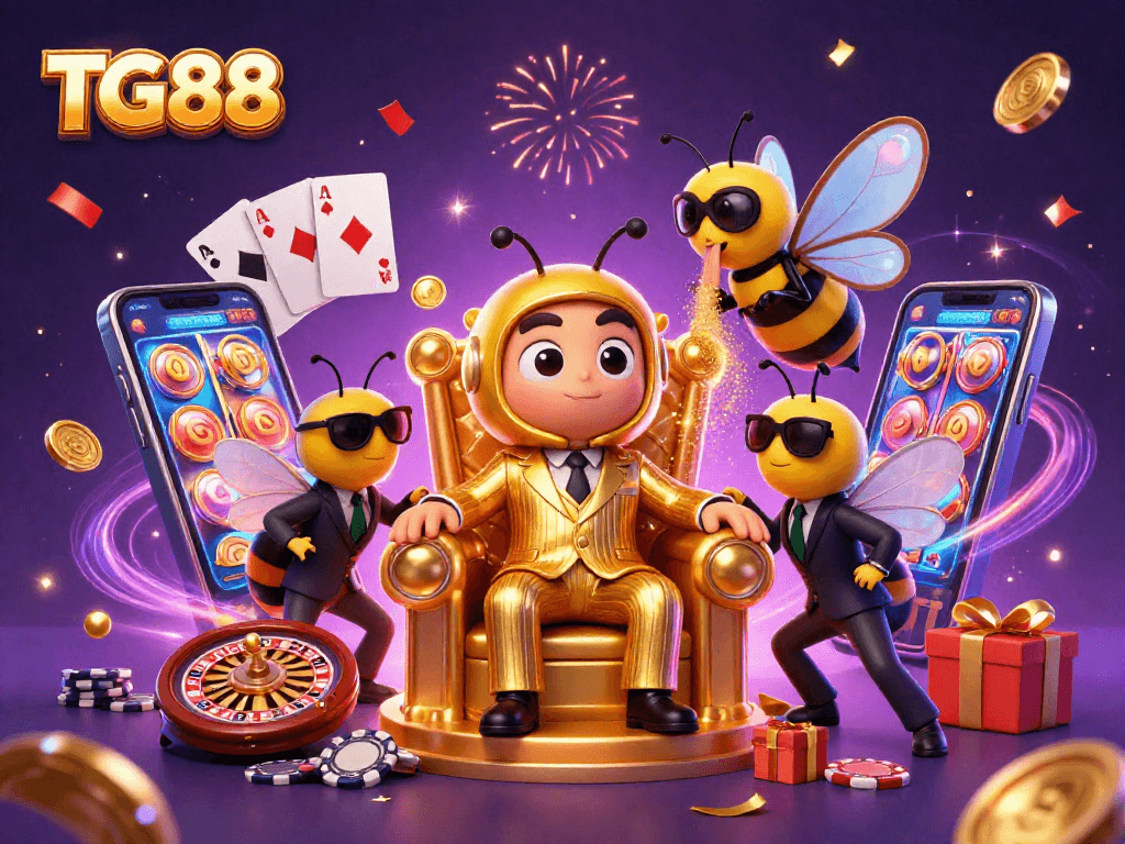 Spin the reels at TG88's vibrant casino with a buzzing mob boss and dazzling rewards!