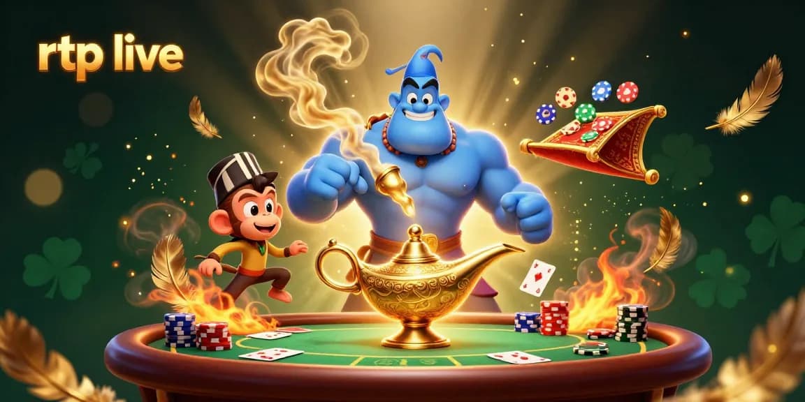 Experience rtp live action with vibrant poker gameplay featuring a genie and treasures.