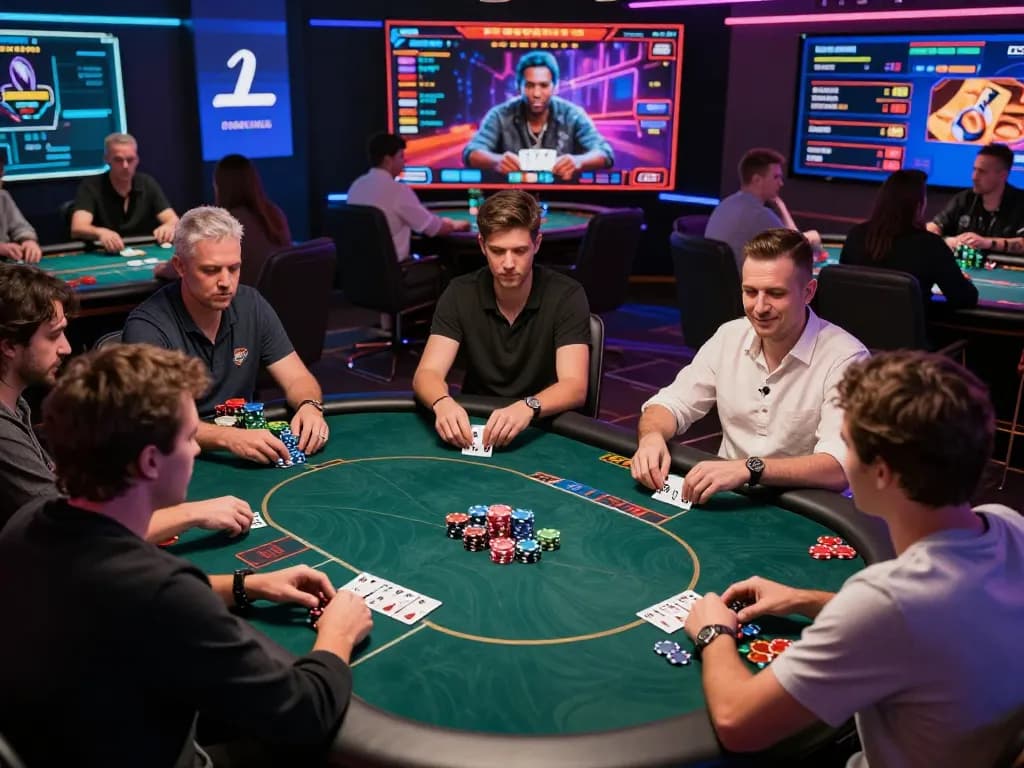 Players engaging in dynamic poker tournament on ww88com, showcasing high-stakes gameplay and vibrant interfaces.