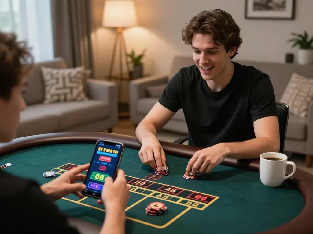 Player strategizing wins on jkp88 mobile app for live dealer games in cozy setting.
