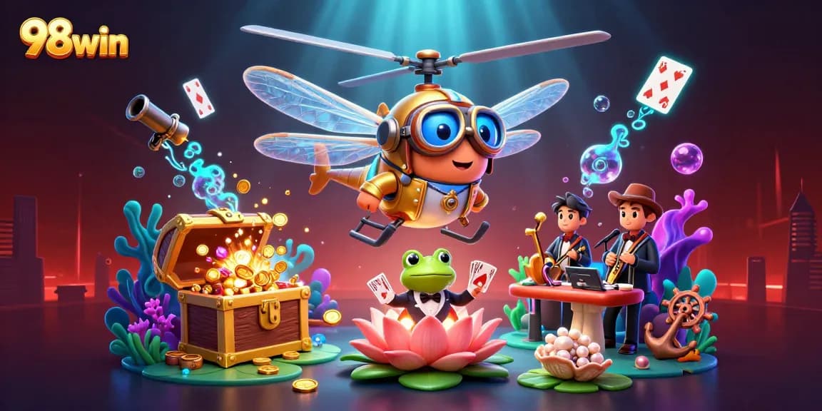 Experience exciting wins at 98win with vibrant gaming visuals and engaging characters!