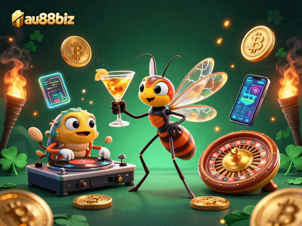 Enhance your gameplay with au88biz's vibrant casino atmosphere featuring unique characters and crypto elements.