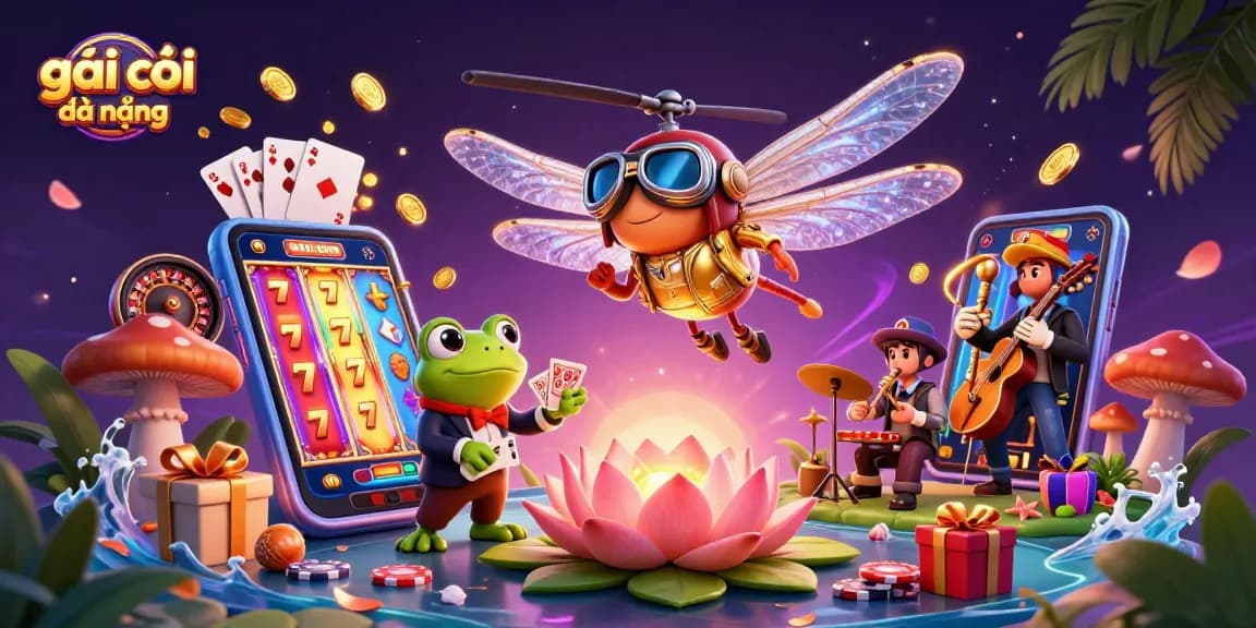 Experience the thrill of gái gọi đà nẵng with a vibrant 3D casino scene featuring unique characters and games.
