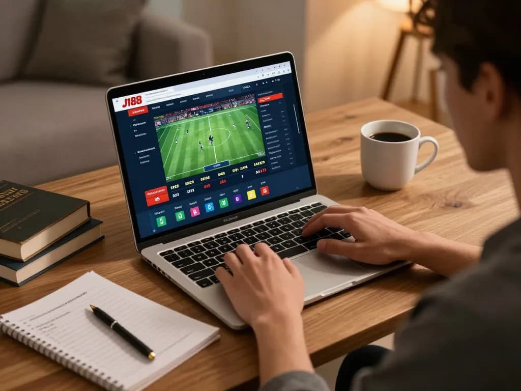 Engaged player accessing đăng nhập J188 for online sports betting, highlighting strategic decision-making.