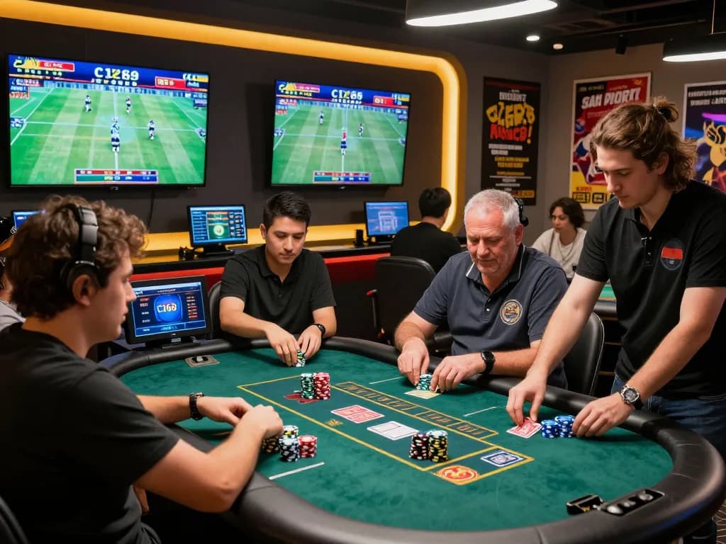Players engaging in live betting at C168's vibrant gaming environment, showcasing the excitement of online gambling.