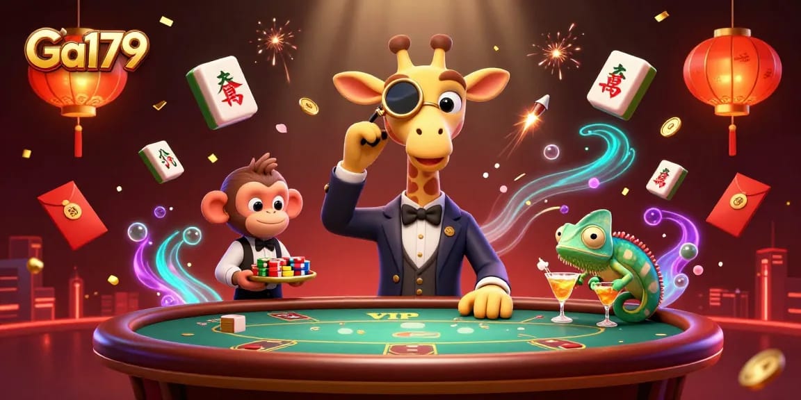 Experience thrilling gambling action at Ga179 with a vibrant, lively casino scene featuring iconic characters and game elements.