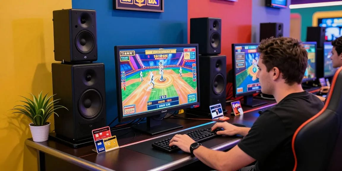 Player enjoying credit card casinos with vibrant games and atmosphere