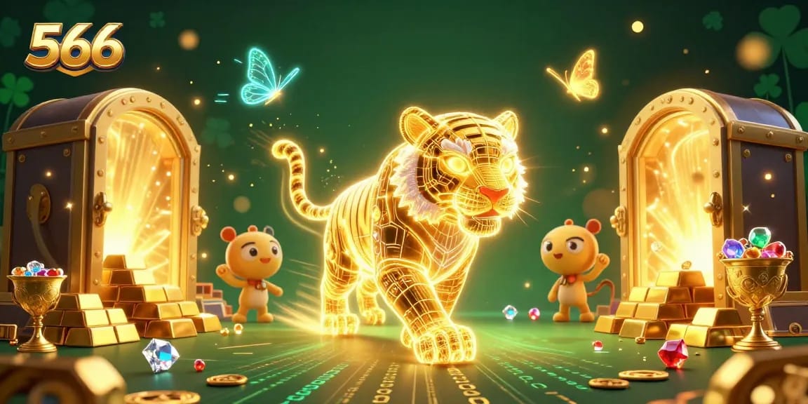 Engage with 566's thrilling casino experience amid neon light energy and golden treasures.