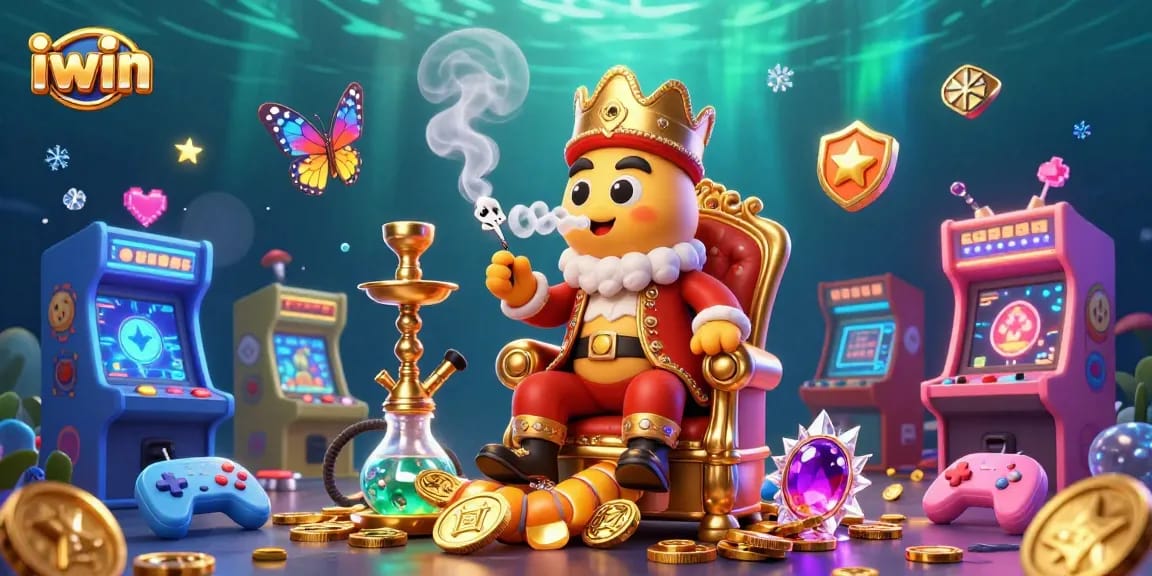Hit the jackpot with iwin in a vibrant, dynamic 3D casino scene filled with colorful game elements.