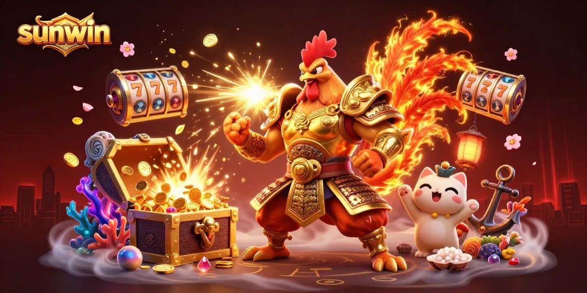 Experience the thrill of sunwin with dynamic 3D casino characters surrounded by stunning gaming elements.
