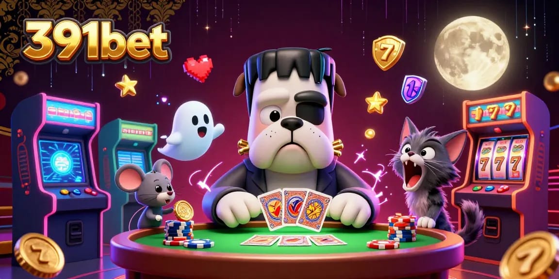 Experience thrilling games at 391bet with vibrant characters and casino excitement!