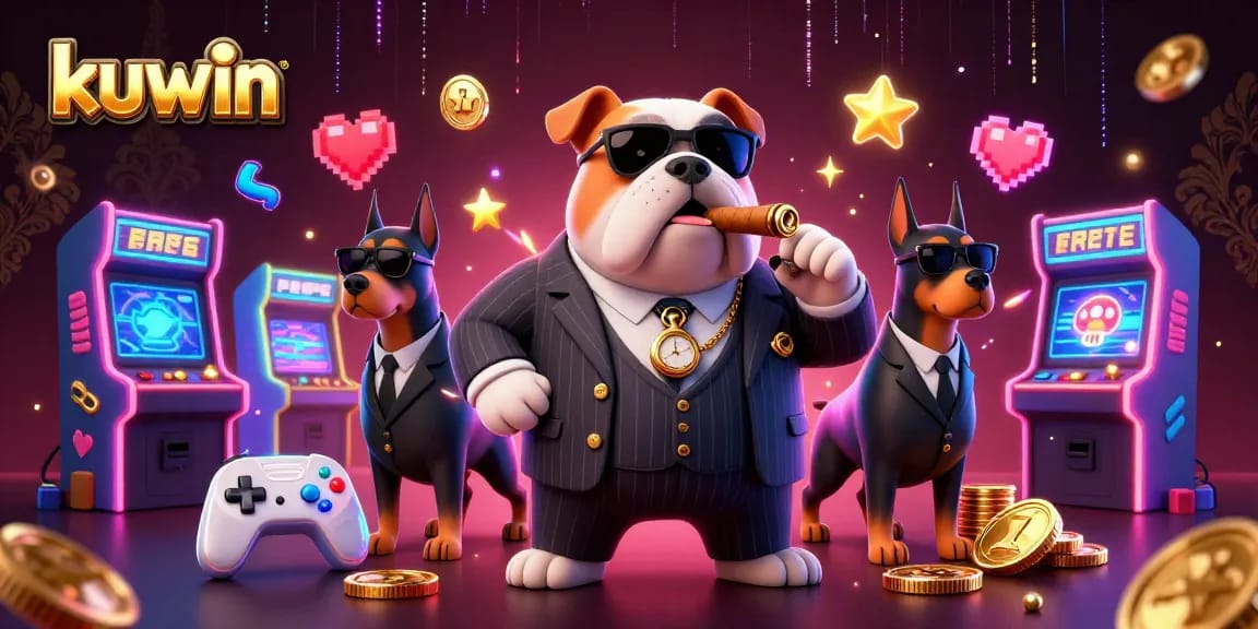 kuwin gameplay with a mafia boss bulldog and high-energy casino elements in vibrant 3D illustration