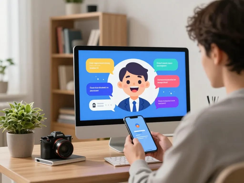 Engaging virtual chat scene showcasing a playful interaction in porn ai chat.