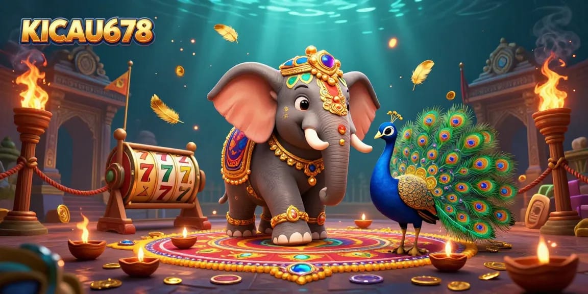 KICAU678 offers vibrant online slot gaming featuring rich visuals of cascading gold coins and dynamic characters.