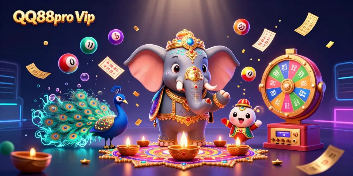 Engage with QQ88pro Vip in thrilling games featuring rich 3D illustrations of lottery elements and vibrant characters