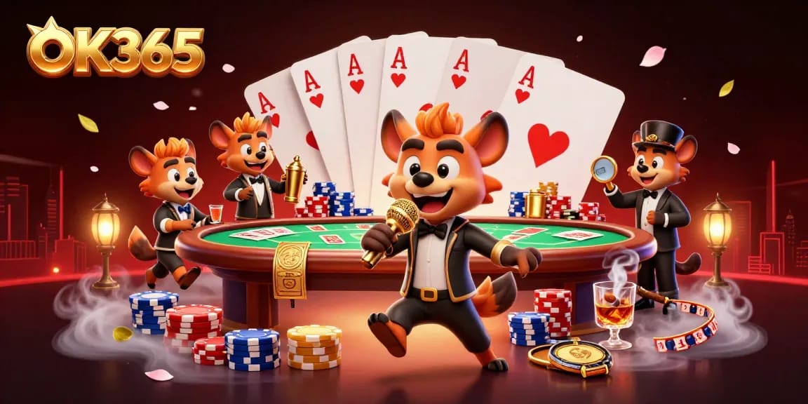 Engage in laughter at OK365, where hyenas run a comedy casino club with vibrant gambling elements.
