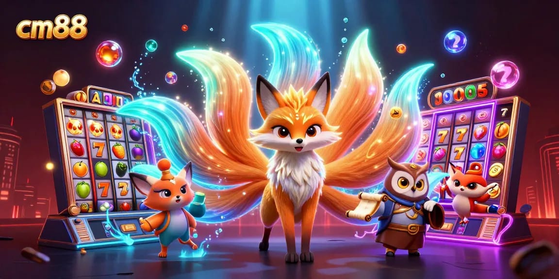 Experience thrilling gameplay at cm88 with a vibrant nine-tailed fox and slot games in a mystical atmosphere.