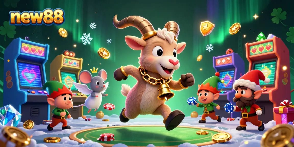 Experience thrilling gaming action at new88 amidst festive chaos with vibrant casino elements.
