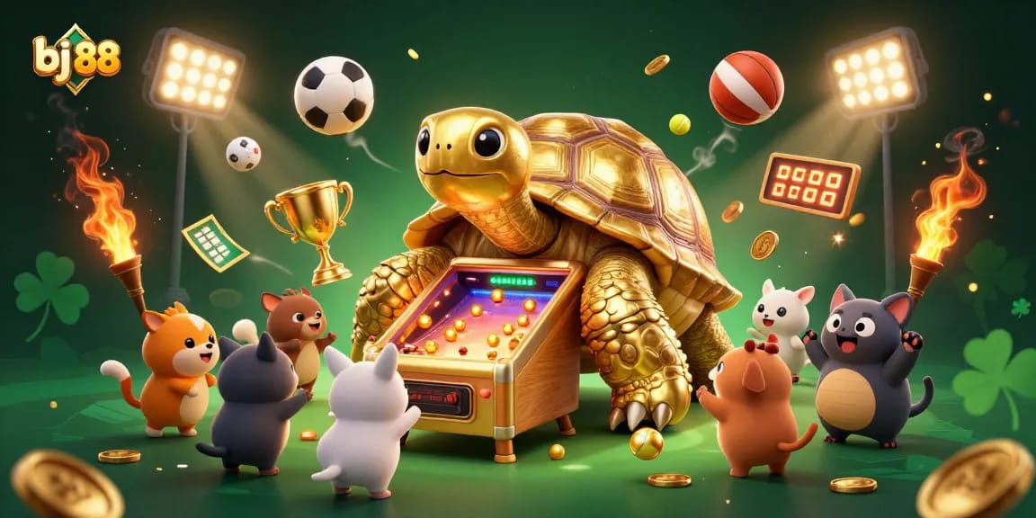 Experience thrilling action with bj 88 as small animals enjoy the golden tortoise pinball machine.
