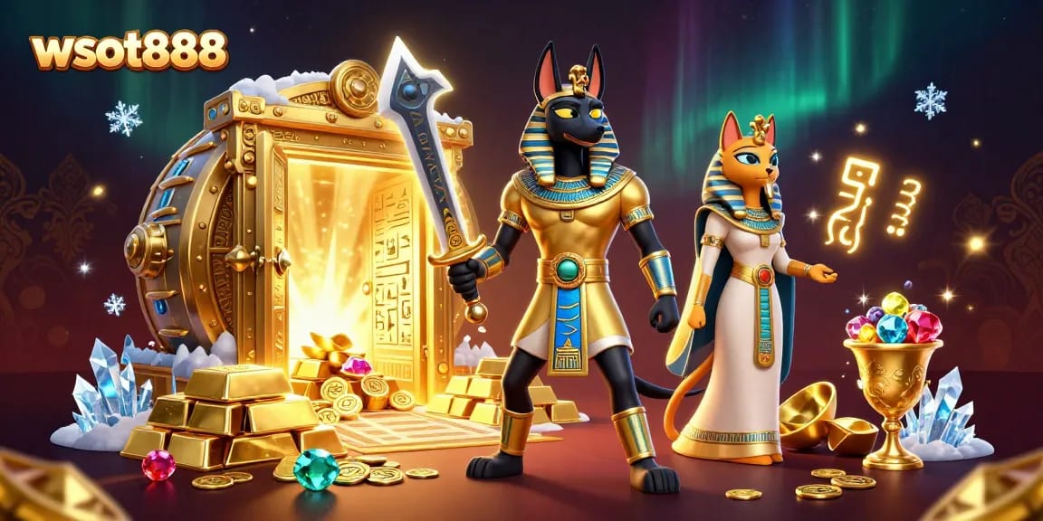 Menggandakan keseruan dengan wslot888, Anubis dan Bastet beraksi di tengah harta karun slot yang berkilauan.