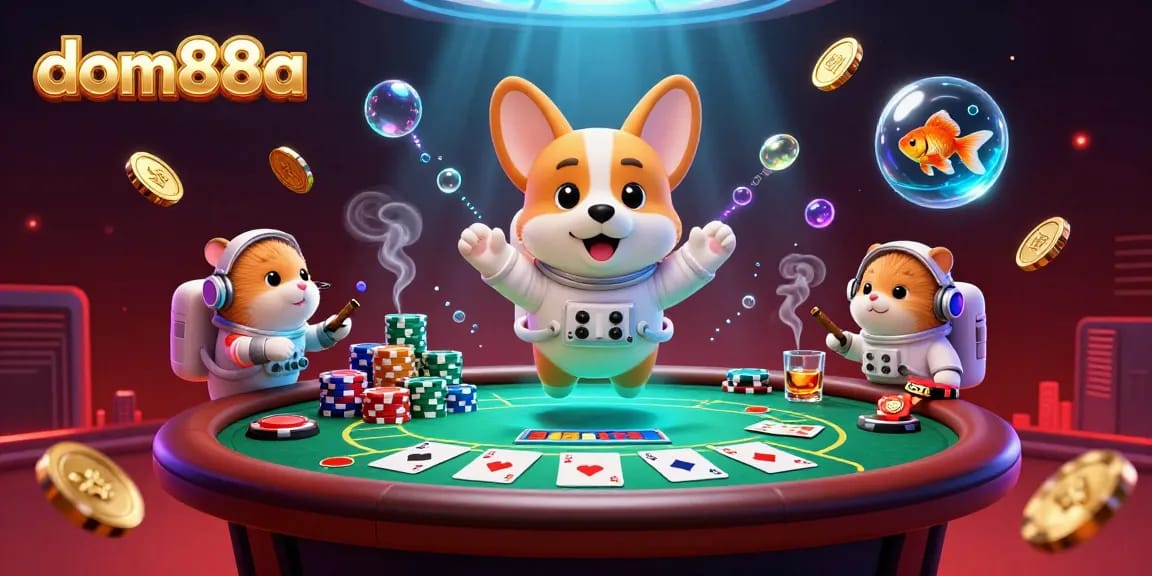 Engage in thrilling gameplay with dom88a in a vibrant cosmic casino scene featuring animated characters.