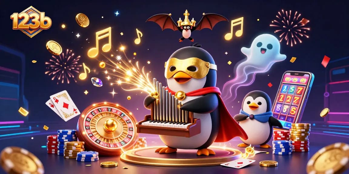 Experience the excitement of 123b where the charming penguin and bat bring luck with dazzling visuals.