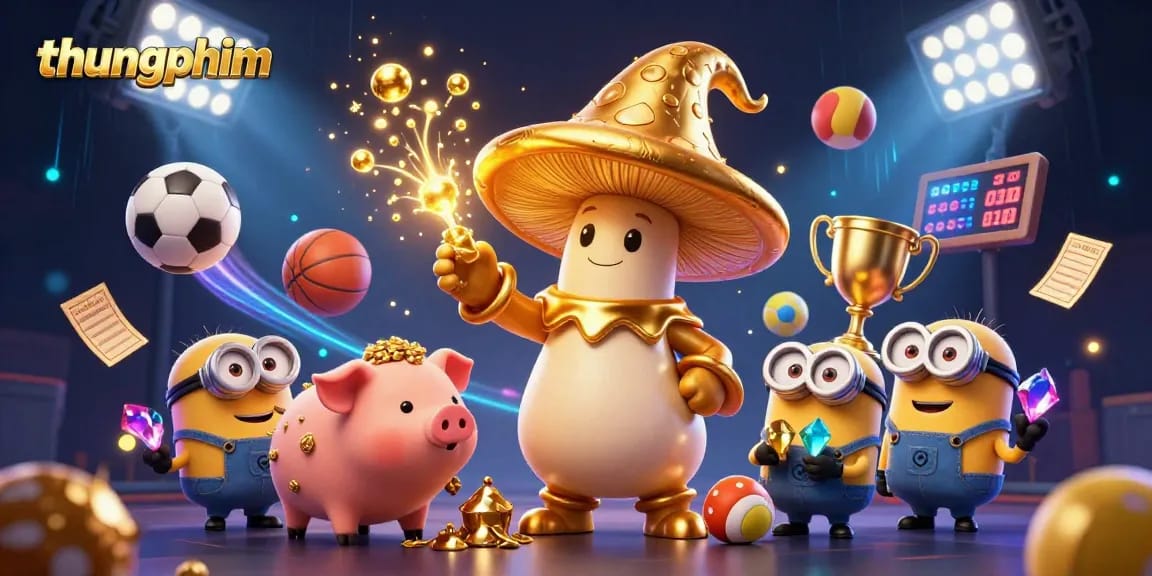 Experience thungphim magic with a 3D wizard conjuring gold and treasures in a vibrant casino scene.